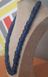 Ghanaian 'Dark Blue' Glass Bead Necklace