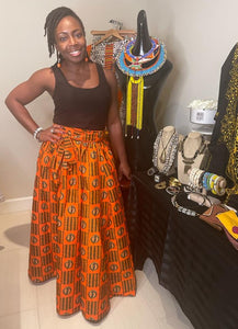 African Print 'Gye Nyame' Maxi Skirt