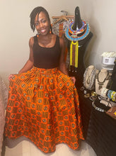 Load image into Gallery viewer, African Print &#39;Gye Nyame&#39; Maxi Skirt