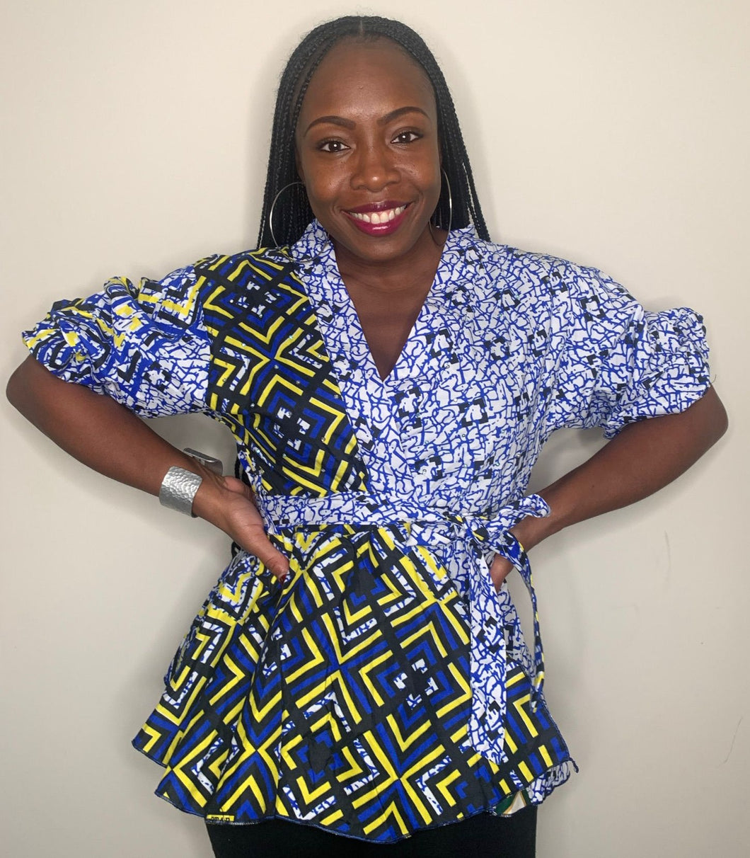 African Print Peplum Wrap Tops