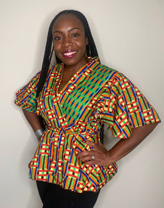 African Print Peplum Wrap Tops