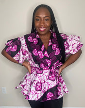 Load image into Gallery viewer, African Print Peplum Wrap Tops