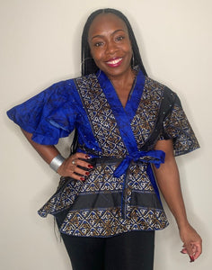 African Print Peplum Wrap Tops