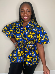 African Print Peplum Wrap Tops