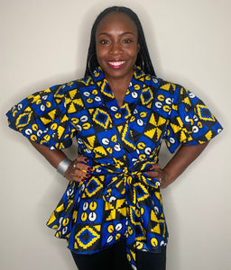 African Print Peplum Wrap Tops