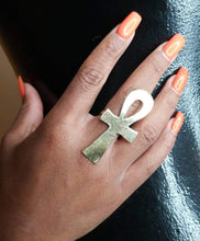 Load image into Gallery viewer, *Restocked* Adjustable Golden Brass &#39;Ankh&#39; Ring