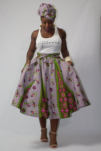 Pink Ivy Ankara Midi Skirt