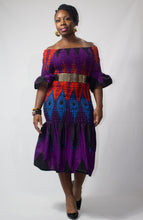 Load image into Gallery viewer, Anwuli Elastic Peacock Dress
