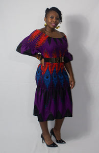 Anwuli Elastic Peacock Dress