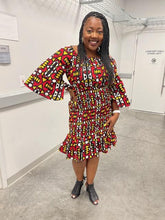 Load image into Gallery viewer, Angolan Samakaka Print Off-Shoulder Flare Dress
