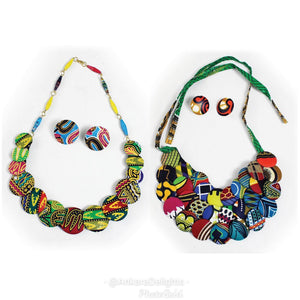 Ankara (Kitenge) Button Necklace Sets