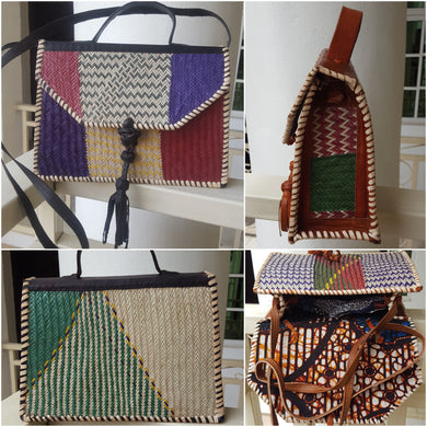 Handwoven Box Raffia Handbag