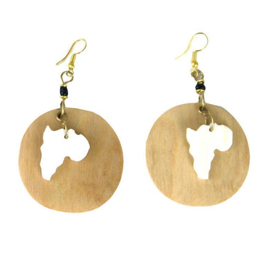 Africa Map Bone & Wood Earrings