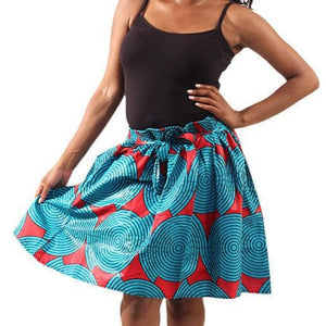 African Print Short Skirt - Tropical Turquoise