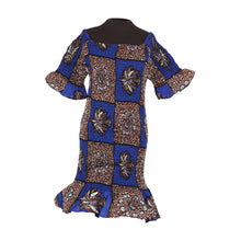 Load image into Gallery viewer, Elastic &#39;Blue Palm&#39; Flare Dress