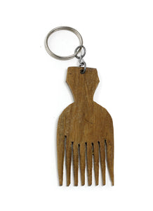 Wooden Afro Comb Keychain