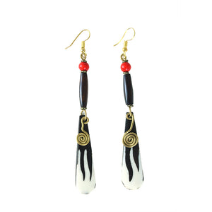 Batik Bone Red Dot Earrings