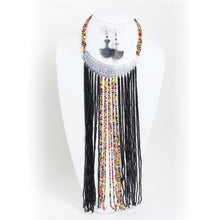 Load image into Gallery viewer, Black Maasai Silver Gorget Necklace Set