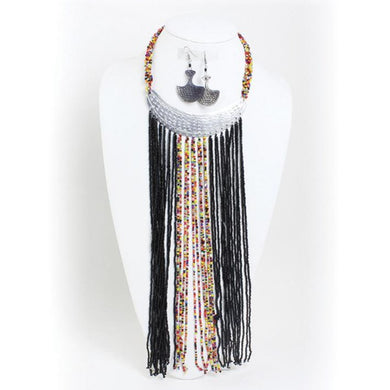 Black Maasai Silver Gorget Necklace Set