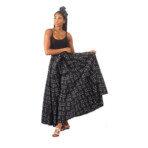 Black Mud Print Maxi Skirt