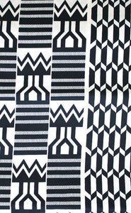 'Blk/Wht Kente' Head Wraps (2 yds)