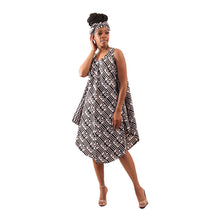 Load image into Gallery viewer, Black &amp; White Kente Print Umbrella Dress