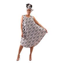 Load image into Gallery viewer, Black &amp; White Kente Print Umbrella Dress