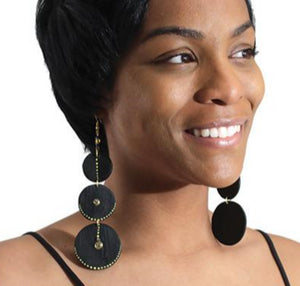 Black Wooden Goddess Earrings