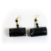 Load image into Gallery viewer, Black Wooden Drum Earrings