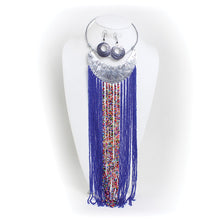 Load image into Gallery viewer, Maasai Silver Gorget Fringe Necklace Set - Blue