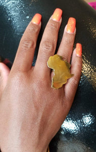 *Restocked* Adjustable Golden Brass 'Solid Africa' Ring