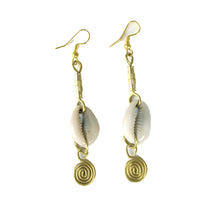 Load image into Gallery viewer, Cowry Shell &amp; Brass Earrings