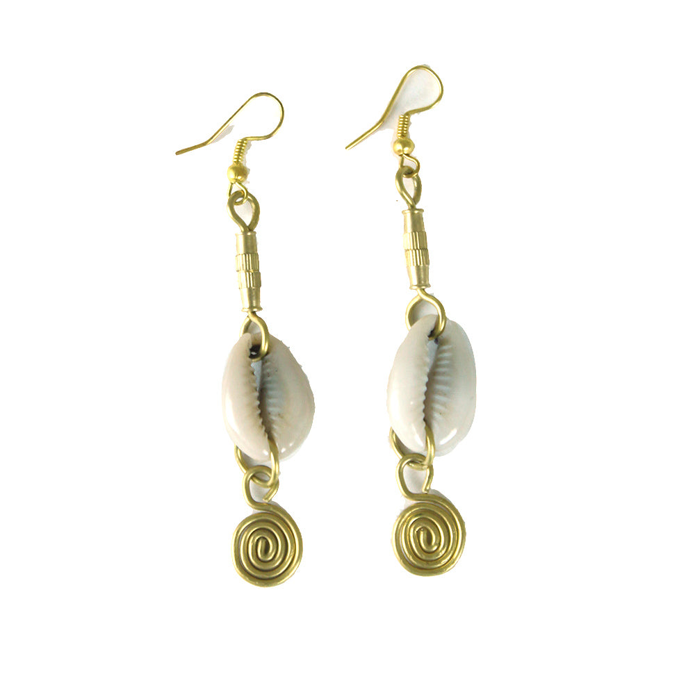 Cowry Shell & Brass Earrings