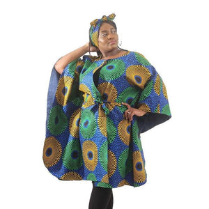 Denim Lined Ankara Poncho