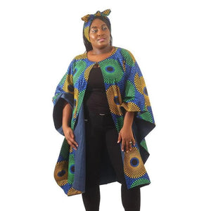 Denim Lined Ankara Poncho