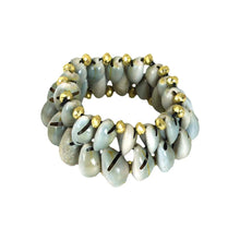 Load image into Gallery viewer, Double Cowry Shell &amp; Gold Bead Bracelet