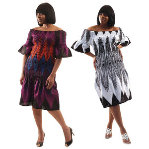 Anwuli Elastic Peacock Dress