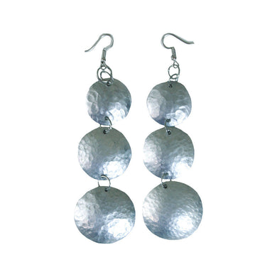 Hammered Silver Drop Earrings