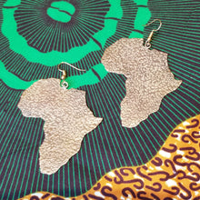 Load image into Gallery viewer, Large Golden Brass &#39;Hammered Africa&#39; Earrings