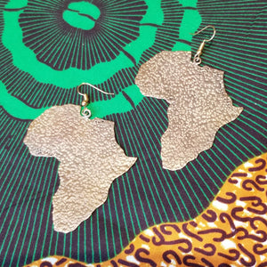 Large Golden Brass 'Hammered Africa' Earrings