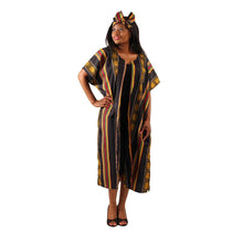 Load image into Gallery viewer, Unisex Black Kente Print Open Kaftan