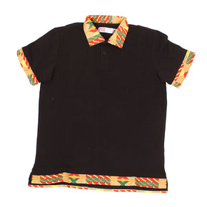 Men's Kente Print Trim Polo Shirt