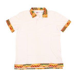 Men's Kente Print Trim Polo Shirt