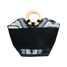 Load image into Gallery viewer, Leather Kenyan Handbag - Black/White