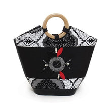 Load image into Gallery viewer, Leather Kenyan Handbag - Black/White