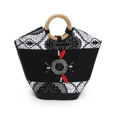 Leather Kenyan Handbag - Black/White
