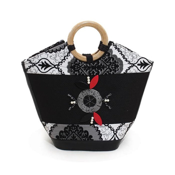 Leather Kenyan Handbag - Black/White