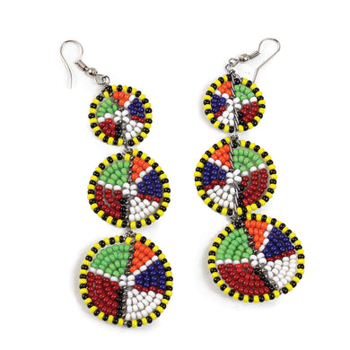 Beaded Maasai Triple Circle Earrings