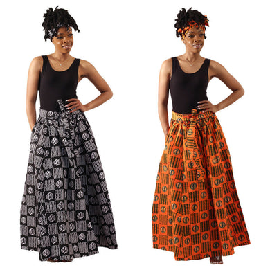African Print 'Gye Nyame' Maxi Skirt