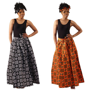 African Print 'Gye Nyame' Maxi Skirt